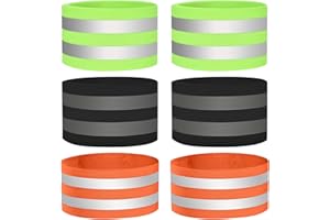 XIMKONTER 6 Pezzi Bande Catarifrangenti, Fasce riflessione di Sicurezza, Clip per Pantaloni da Bicicletta,Fascia per Braccio di Sicurezza Alta visibilità, per Running, Bici, Corsa Notturna, Correre(35x5cm)