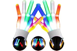 Dilabnda LED Gloves for Children Adults Gifts, LED Finger Gloves, Finger Light Gloves for Halloween, Christmas Party, Luminous Gloves Toy for Boys Girls, White