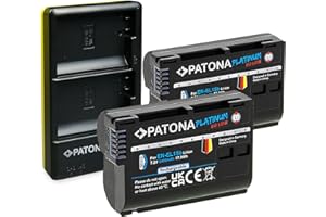 PATONA Cargador Doble con 2X Platinum Batteria EN-EL15b Compatible con Nikon 1 V1, Z6, Z7, D7200, D7500