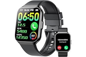 Hendari Smartwatch Herren Damen, 1,96 Zoll Touchscreen Smart Watch mit Telefonfunktion, 140+ Sportmodi Fitnessuhr IP68 Wasserdicht, Sportuhr mit Puls-Schlaf-Monitor Schrittzähler, Uhr für Android iOS