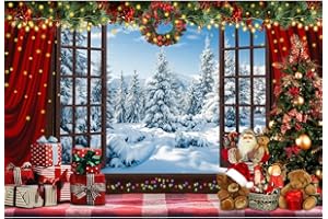 Weihnachten Hintergrund 180x120cm Weihnachtsbaum Geschenk Box Fotografie Hintergrund Schnee Szene außerhalb des Fensters Fotografie Hintergrund Neujahr Party Dekoration Hintergrund