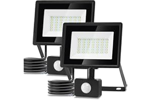 Aigostar Faretto Led da Esterno con Sensore di Movimento,30W 2510LM Faro LED Esterno,Bianco Freddo 6500K,IP65 Impermeabile Faretti LED per Giardino, Cortile,Patio,Garage,2PC