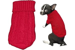 PRETTY PAMPERED PETS UK Chihuahua Clothes Puppy Dog Coat Knit Winter Jumper Cosy Teacup Smaller Breeds Miniature (‎XS, RED)