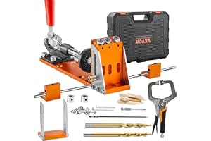 VEVOR Jiggkit med fickhål, 34 st fickhåljiggsystem med 11 tums C-klämma, fixtur, stegborrar, skiftnycklar, borrstoppringar, f