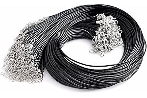 VEGCOO 50 Pezzi Cordino Collana, Cordino Cerato per Collane Catene di Collana Intrecciate con Catenacci, Corda Nero per Fai da Te Creazione di Collane Braccialetti Perline Accessori Gioielli (2MM)