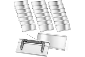 Faccito Portanomi in Alluminio con Fessura per Carta e Spilla, Targhette Anodizzato di Metallo Trasparente Targa per Nome Identificativo per Abbigliamento, 72 x 32 mm, Argento (Confezione da 20)