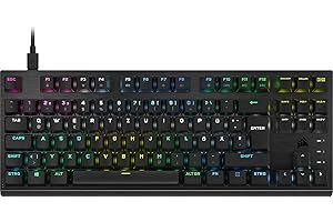 ‎CORSAIR Corsair K60 PRO TKL RGB Tenkeyless Optisch-Mechanische Kabelgebundene Gaming-Tastatur - OPX Linear-Schalter - Polycarbonat-Tastenkappen - iCUE-Kompatibel - QWERTZ DE - PC, Mac, Xbox - Schwarz