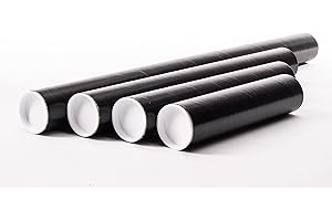 ODL PACKAGING 25 Black A1 (640mm x 50mm) Cardboard Postal Tubes + End Caps