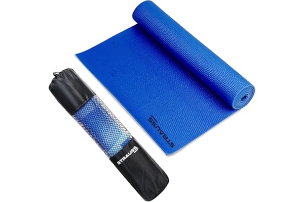 STRAUSS Yoga Mat with Carry Bag | Anti-Slip Exercise Mat for Women & Men | Home Gym Workout, Yoga, Pilates | Eco-friendly | N
