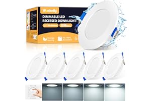 WONKELLY LED Einbaustrahler Dimmbar, 6W LED Spot Deckenleuchte Lochdurchmesser 68-80mm, Kaltweiß 6000K IP44 Bad Einbauleuchten, 230V 600Lumen Deckenspots für Badezimmer Küche Wohnzimmer, 6er Set