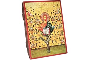 NKlaus Vigne Christ avec 12 apôtres, Icône en bois 16x12,5 artisanat 37033