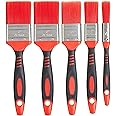 Fit For The Job 5 pc Loss Free Soft Grip Paint Brush Set for a Smooth Finish with No Bristle Loss with Emulsion, Gloss, Satin on Walls, Ceilings, Woodwork, Metal - 0.5, 1, 1.5, 2x 2 inch Paint Brushes