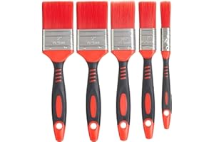 Fit For The Job Set di 5 pennelli con impugnatura morbida senza perdita per una finitura liscia senza perdita di setole - Pennelli da 0,5, 1, 1,5, 2 x 2 pollici