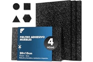 shinfly Protectores de fieltro autoadhesivos de 5 mm, 4 unidades (20 x 15 cm), para muebles, de fieltro, para sillas, muebles, patas de sillas (negro)