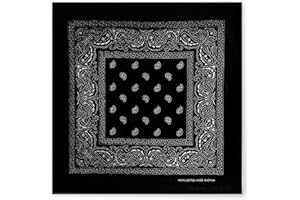 JOPHY & CO. Bandana 100% algodón unisex con estampado de cachemira y color liso, pañuelo bufanda para el pelo/cuello/muñeca/cabeza, COD.644