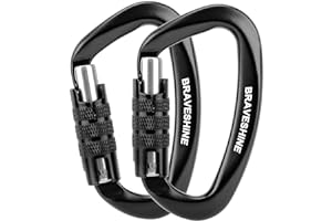 ‎BRAVESHINE BRAVESHINE Karabiner Karabinerhaken, 12KN Twist Lock Karabiner 80mm Aluminium Karabinerhaken groß mit Belastbarkeit bis 1200KG für Hängematte Sonnensegel Schaukel, 2 Stück