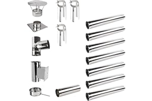WELTLUX Edelstahlschornstein Einwandig SET 8,5m; Schornstein Bausatz Kamin Ofen 0,6 (Set: 8,5m, Ø 150 mm)