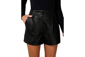 SOLY HUX Pantaloncini da donna in pelle PU, pantaloncini da festa, autunno, pantaloni corti, festival, abbigliamento clubwear con tasche