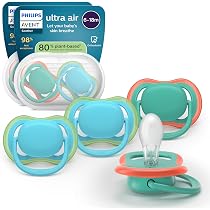 Sucettes Philips Avent Ultra Air - Lot De 4 - Pour Bébés 6-18 Mois - Tétine Orthodontique Silicone - Sans BPA - Avec Étui Stérilisateur