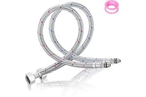 NEUSID Wąż pancerny 3/8 cala, wąż przedłużający 80 cm, G3/8 x M10, wąż elastyczny, pleciony wąż przyłączeniowy ze stali nierdzewnej, armatura z taśmą uszczelniającą do baterii mieszającej, 2 sztuki