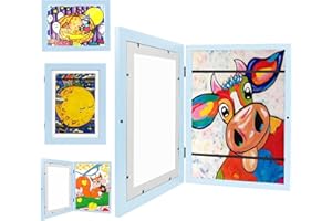 SEINAL Marco Para Dibujos Niños, Marco De Fotos Para Dibujos De Niños Marcos Con Profundidad, Marco Dibujos Infantiles Cambiar, Portarretratos Arte Infantil, Portarretratos Galería Arte Infantil (Azul)