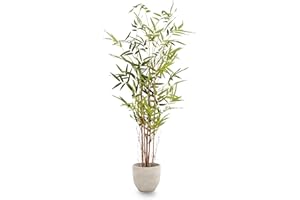 MAIA SHOP Bambú Artificial Savage 120 cm con Cañas Naturales – Planta Artificial Realista, Árbol Decorativo para Hogar, Oficina, Hoteles y Proyectos de Interiorismo