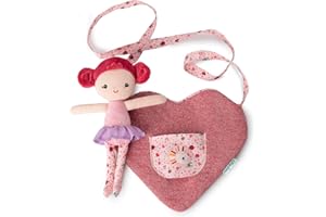 LILLIPUTIENS - Sac à Main pour Enfants + Poupée Incluse - Mon Premier Sac à Bandoulière - Forme Coeur - Développe l'imagination - Taille 22x26cm - Dès 12 Mois