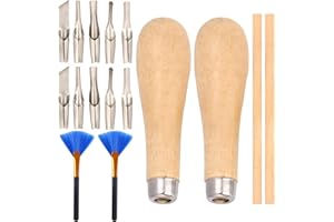 Bamyli 2 sztuki narzędzi do rzeźbienia linoleum z 10 ostrzami i 2 pędzlami do czyszczenia, gumowymi narzędziami do rzeźbienia, linoleum, do grawerowania, narzędzi rzeźbiarskich