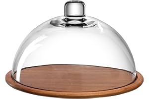 LEONARDO HOME Cucina 018519 - Piatto per formaggio in legno e campana in vetro, con coperchio in vetro, set da 2 pezzi, Ø 280 mm