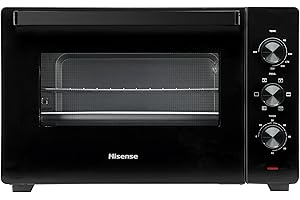 Hisense, HOM45M - Fornetto Elettrico 45L, Tre Livelli di Cottura, Ventilato, Girarrosto, Comandi 3 Manopole, 220 - 240 V ~ 50/60 Hz; P = 2000 W