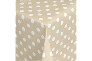 ‎MODERNO Wachstischdecke Wachstuch Tischdecke Gartentischdecke abwaschbar eckig 100x140 cm Punkte Beige Weiss