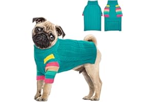 MHaustlie Pull pour Chien, Pull à col Roulé en Tricot pour Chien, Pull d'hiver Chaud pour Chiot, Pull Thermique pour Chien, Vêtements d'hiver pour Animaux de Compagnie pour Les Chiens(2XL, Vert)
