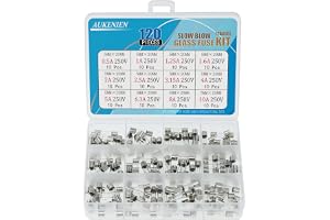 AUKENIEN 12värde 120stycken smältsäkring säkring finsäkring trögbärare T 0,5A 1A 1,25A 1,6A 2A 2,5A 3,15A 4A 5A 6,3A 8A 10A 2