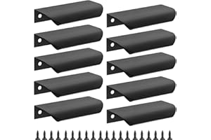 Malimali 10 Pack Black Kitchen Cupboard Handles Finger Edge Pulls for Cabinets and Drawers, 80mm Wardrobe Door Handles Modern Aluminum Bathroom Cabinet Handles, Matte Black