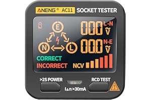 S SMAUTOP Outlet Tester EBTN LCD with Voltage Display, RCD Receptacle Socket Tester Circuit Analyzer, Polarity Detector Leakage Tester Electricity Line Fault Checker, 8 Visual Indications