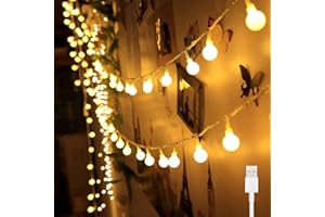Bigzom USB Lumières de fée intérieur,7M 40LED Guirlande Lumineuse Sphérique,5V Lumières Blanc Chaud, pour les chambres,balcon, fêtes, décoration de Noël
