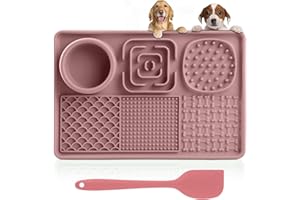 Binggunyo 2 Stück Schleckmatte Hund，Silikon Schleckmatte für Hunde mit 1 Silikon Spatel, Slow Feeder Hunde Leckmatte,Schleckmatte Katze für Hundebaden, Trainieren, Fellpflege & Klauenpflege (Rosa)