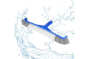 leruiyezs Brosse Piscine 43cm avec Poils en Nylon Et Bords Incurvés pour Nettoyage Fond Et Parois,Balai Piscine Compatible avec Manche Télescopique pour Enterrée Ou Hors-Sol Et Revêtement Vinyle