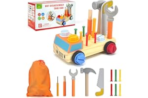 ACCXFEK Wooden Toys Kids Tool Set - Montessori Toys for 3 year olds and Up, 29PCS Fine Motor Skills Toys Tool Set for Toddlers, Kids Tool Kit Screwdriver Board with Storage Bag for Boys Girls