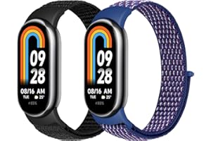 SHIJZWD 2 Pezzi Cinturino in Nylon Compatibili con Xiaomi Mi Band 10/9/8, Cinturini Sportivo Nylon Elastico Regolabili Bracciale di Ricambio per Xiaomi Smart Band 10/9/8 Donna Uomo