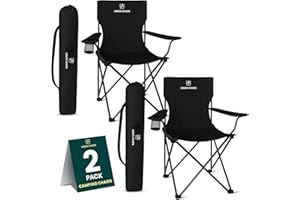 Green Haven Folding Camping Chair with Cup Holder & Carry Bag – Lightweight Portable Outdoor Chair, Heavy Duty Steel Fra