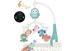 Weinsamkeit Mobile Baby, Baby Musik Crib Mobile zum Aufhängen, Mobile Babybett mit Timing-Funktion Projektor&Lichtern, Hängenden Ferngesteuerter Nachttischglocke Spielzeug für Neugeborene 0-24 Monate