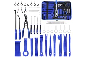 UNIDEAL 39 Pezzi Kit Smontaggio Pannelli Auto, Kit Leve Plastica Smontaggio con Custodia, Strumento di Rimozione Auto per Riparazione Ricambio per Auto Porta Pannello, Radio, Cruscotto Auto (Blu