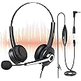Wantek Headset with 3.5mm to 2.5mm Jack, Phone Headphone Noise Cancelling with Mic Wired Headset for Laptop PC Call Center Mobile Cell Phone Ultra Clear & Ultralight Binaural Headsets