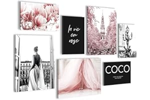 NOVART Set Cuadros Decorativos - COMPLETAMENTE LISTO PARA COLGAR - Imágenes - Moda - 7 Partes - N005071a