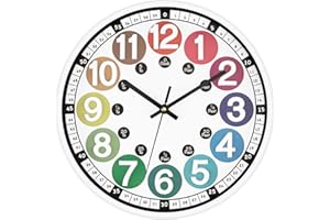 Foxtop Kids Wall Clock-Learning Clock for Kids- Telling Time Teaching Clock -3D Colorful Number Wall Clocks for Bedrooms -Silent Analogue Clock - Kids Learn to Tell Time Easily