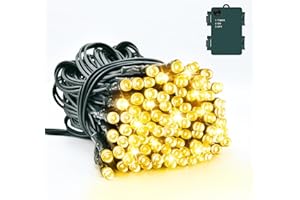 ‎DALUGO Dalugo Warmweiß Lichterkette, 5M 50 LED Lichterkette Weihnachten mit Timer, IP65 Wasserdicht Lichterketten Batterie für Innen außen Weihnachtsdekorationen(Grün Kabel)
