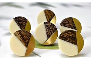 ARTISNO Boutons de porte en bois et résine - Style vintage shabby chic - Trois tons dorés - Pour meubles d'intérieur et placards - Blanc, SET-6