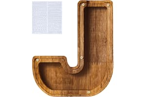 GOXAEEE Hucha Madera 23cm Personalizadas de Hucha con Letras, Hucha Cerdito para Niños, Creativa Hucha como Casa Decoración Regalos para Cumpleaños Navidad (J)