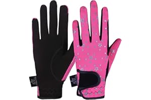 AFE Guantes para niños para niñas y niños, unisex, guantes de equitación al aire libre, guantes de deporte, guantes de ciclismo, guantes para niños, color negro, azul, rosa, diseño de estrella